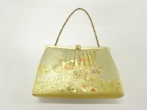 リサイクル　几帳に草花模様織出し和装バッグ